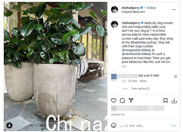 Neil Perry 在网上对这个问题的愤怒引发了不同的反应