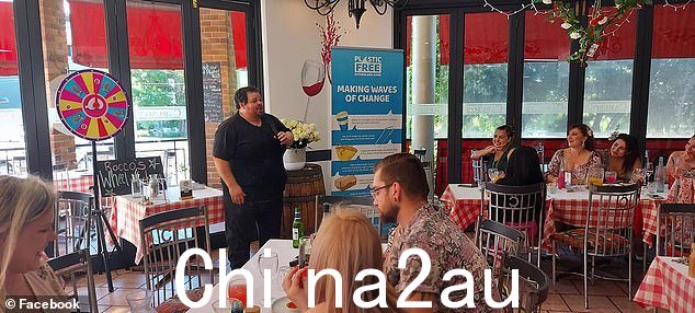 Rocky Pitarelli (pictured) addressing diners in his now-closed Italian restaurant Caruso's