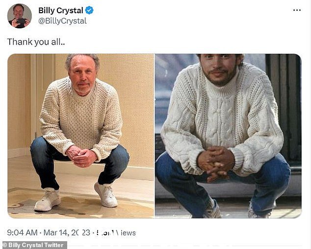 Iconic:Billy Crystal 亲自重现他 1989 年浪漫喜剧《当哈利遇到莎莉》中的标志性时刻,以庆祝他 75 岁生日