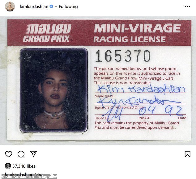 过去的爆炸:金·卡戴珊 (Kim Kardashian) 发掘了她童年的一件可爱纪念品,这让她参加了马里布大奖赛