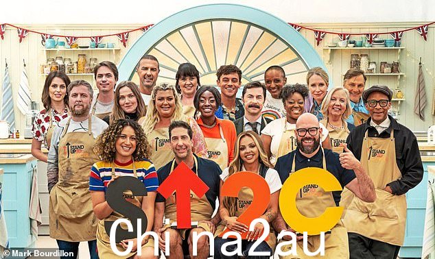即将推出:The Great British Bake Off 在他们的 2023 名人特别节目之前发布了第一张快照,以帮助 Stand Up To Cancer (L-R) Rose Matafeo、David Schwimmer、Jesy Nelson 和 Tom Davis