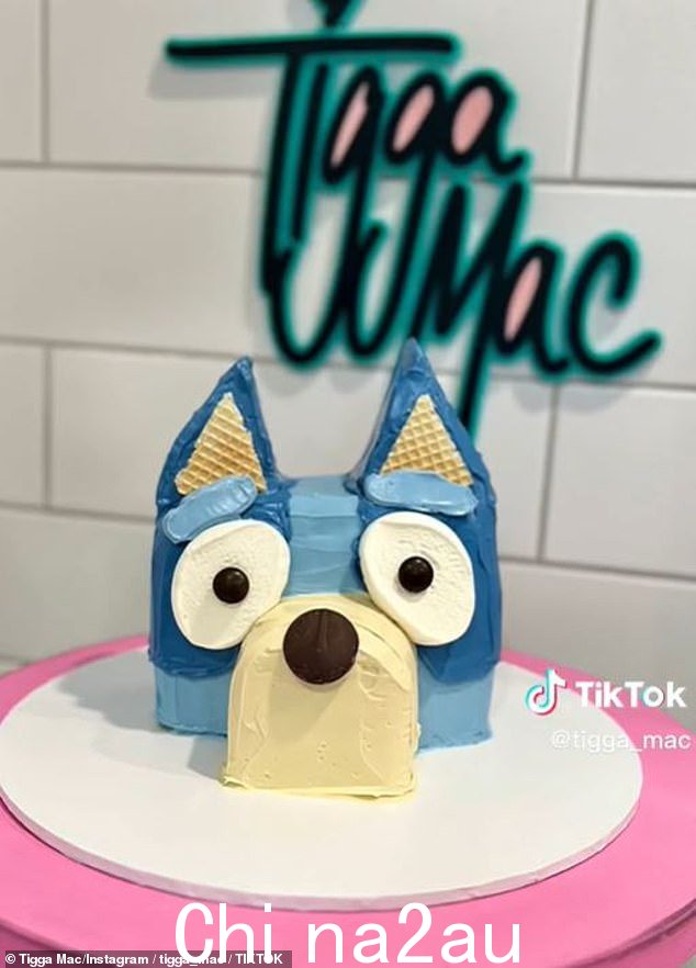 Lucy 想重现 TikTok 上由墨尔本专业面包师 Tegan 'Tigga' Maccormack(如图)制作的 Bluey 蛋糕