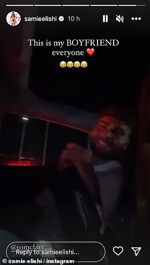 这是我的男朋友:22 岁的萨米宣布 23 岁的汤姆现在是她的男朋友,因为她分享了一段视频,视频显示汤姆在他们的夜生活后在出租车后座跳舞