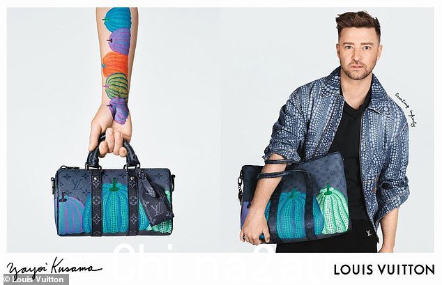 Louis man:周三,女演员杰西卡·比尔 (Jessica Biel) 的丈夫出现在路易威登 (Louis Vuitton) 2023 年春季新广告中。这是与日本前卫艺术家草间弥生的合作;有人看到他拿着一个钱包