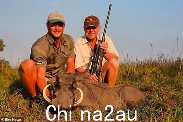 Outrage: The aristocrat caused outrage after images of him posing next to slaughtered animals in Africa emerged (pictured with a dead warthog)