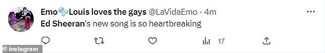 New: @LaVidaEmo 添加了 Ed Sheeran 的新歌太令人心碎了