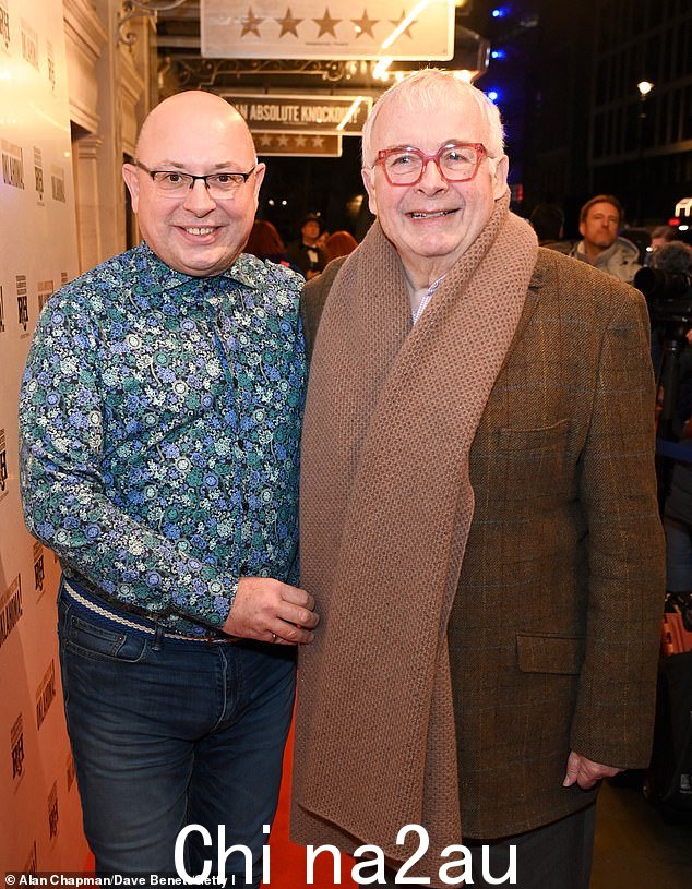 Cute couple: Christopher is openly gay and entered into a civil partnership with his partner Neil Sinclair in 2006 at Hackney Register Office (pictured in February)