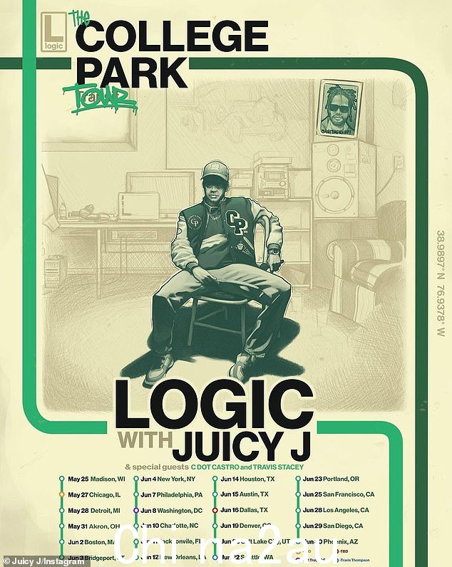 促销模式:Juicy J 将于 5 月底开始与 Logic 一起巡演