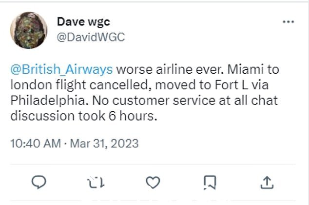 Another claimed his Miami flight has been rerouted to Fort Lauderdale