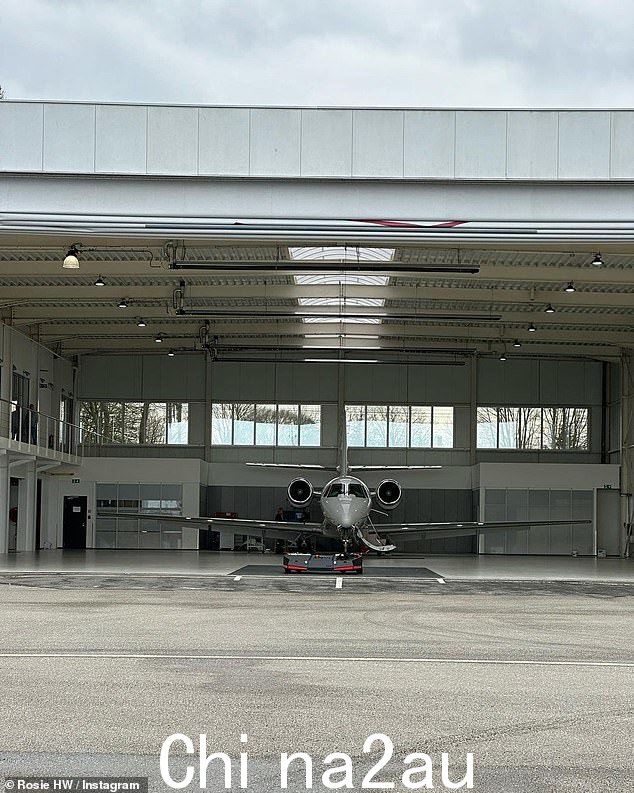 回到家:其余的快照展示了令人惊叹的内饰和建筑设计,以及艺术品——Rosie 最后拍了一张看起来像是他们的私人飞机的远景照片