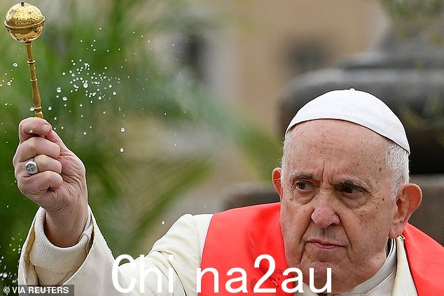 教皇方济各在主持圣枝主日弥撒时祝福橄榄枝