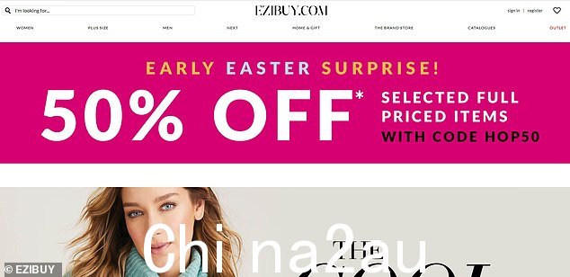 EziBuy 目前正在宣传全价女装的‘复活节早期惊喜’促销活动