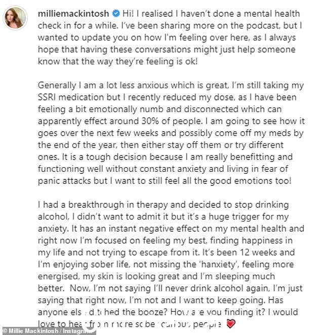 突破:在她戒酒三个月后通过 Instagram 分享了这个决定,这位电视名人解释说自从戒酒后她一直“感觉最好”