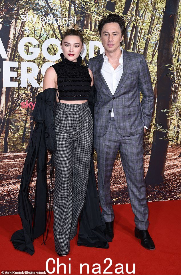 忙碌:Florence 最近主演了一个好人,该片由 Florence 的前男友 Zach Braff(均如图)执导,计划于本月晚些时候上映