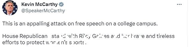 众议院议长凯文麦卡锡将这一事件描述为“对言论自由的骇人听闻的攻击”