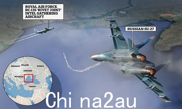 9 月,一架俄罗斯 Su-27 喷气式飞机尾随英国皇家空军 RC-135 侦察机在黑海上空飞行,差点将英国飞机击落