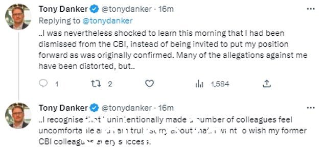 今天,Danker 先生说他在被邀请提升我的职位之前被解雇感到'震惊'