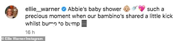Happy:当她和她的朋友合影时,她在标题中写道:'Abbie 的迎婴派对!我们的 bambino 分享了一点踢腿,同时碰撞到碰撞,这是多么宝贵的时刻!'