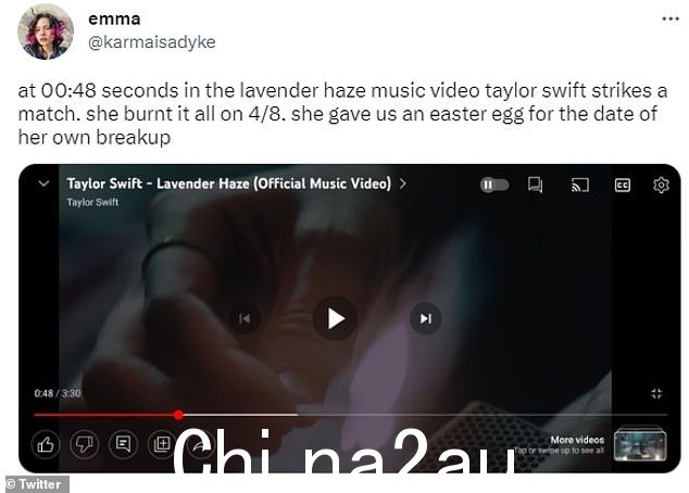 巧合?一位眼尖的粉丝后来注意到,在她最近最受欢迎的一首曲目播放 48 秒时,Taylor 放下了一根火柴,暗示着某些事情正在‘爆炸’