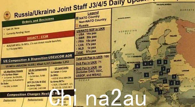 英国在乌克兰领土上拥有最大的特种部队,还有来自北约其他国家拉脱维亚、法国和美国的十多名特遣队,根据据称泄露的日期为 3 月 23 日的文件