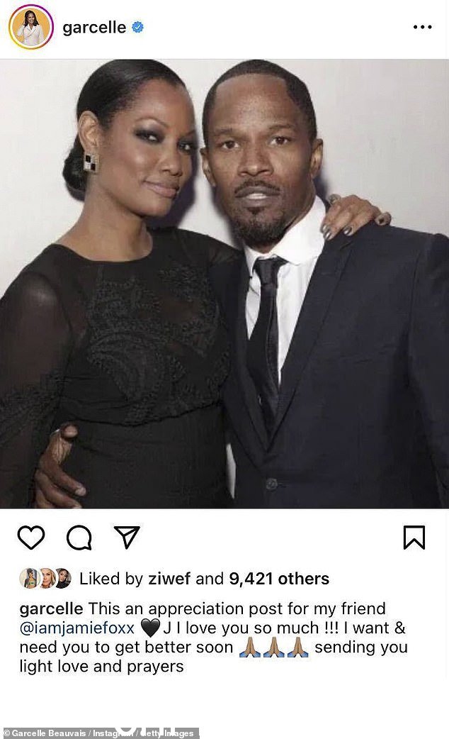 比佛利山庄的真正主妇 56 岁的明星 Garcelle Beauvais 也为 Foxx 写了一个甜蜜的感谢帖子。两人共同出演了他的情景喜剧 The Jamie Foxx Show from 1996 to 2001