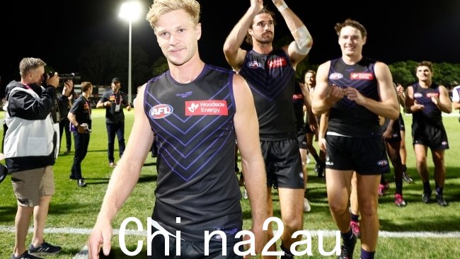 Woodside Energy 自 2010 年以来一直是 Fremantle Dockers 的主要赞助商。图片:Michael Willson/AFL Photos via Getty Images