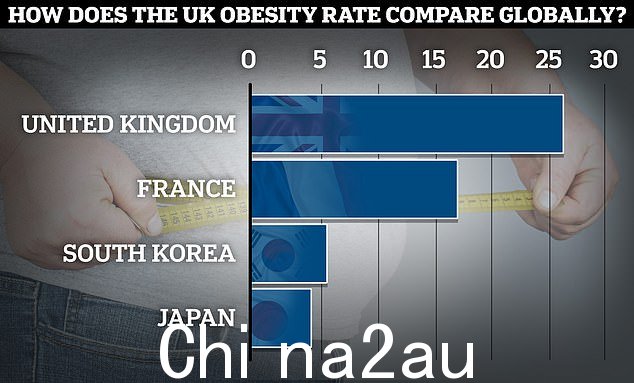 根据经济合作与发展组织 (OECD) 的最新全球数据,英国的成人肥胖率为 26.2%,而法国为 17%。韩国和日本的增长率分别为 5.5% 和 4.2%