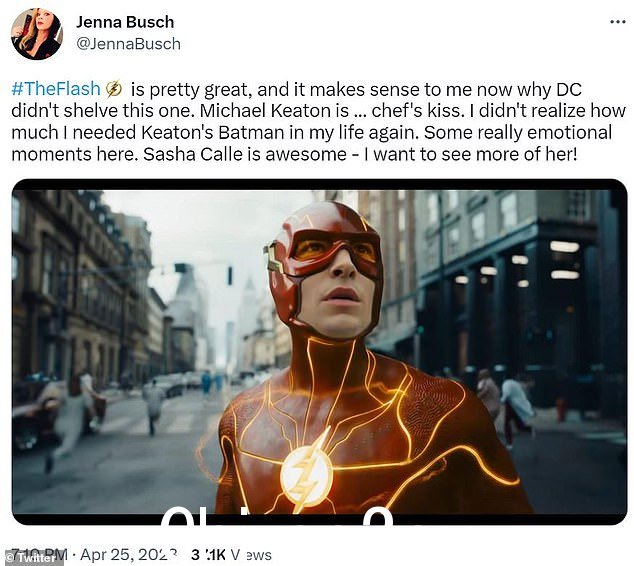 Jenna:Jenna Busch 说'#TheFlash 非常棒,现在我明白了为什么 DC 没有搁置这个。'