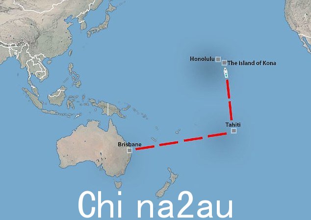 15天前从布里斯班出发的邮轮前往夏威夷,途经大溪地