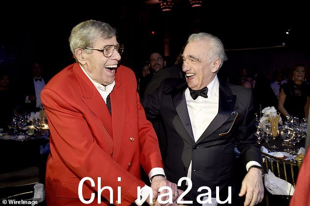 Jerry Lewis,左,合照于 Friars俱乐部纪念 Martin Scorcese,右
