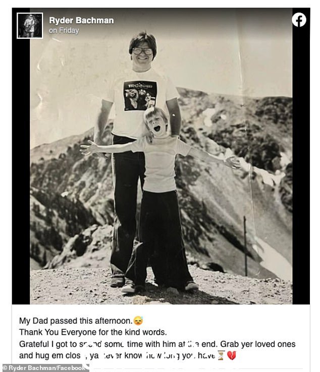 走得太早了:他的儿子 Paxton Bachman 周五通过 Facebook 帖子确认了这位音乐家的死讯