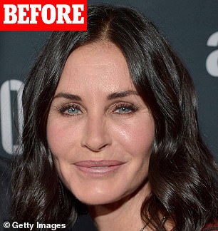 Courtney Cox 在脸上进行各种注射后看起来更年轻......(2015 年拍摄)