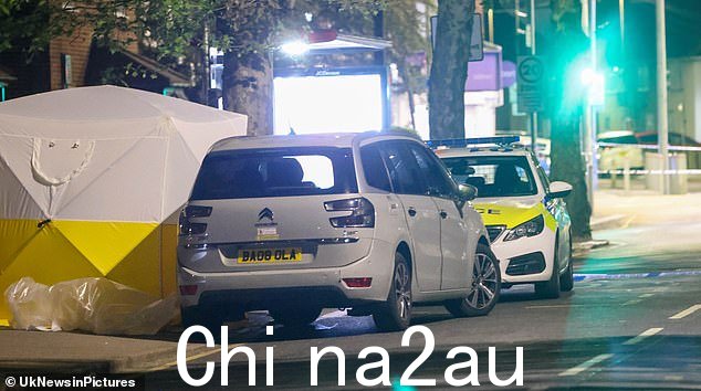 Jordan 周五晚上在 Dagenham Heath 地铁站附近被刺死。图为现场的警车