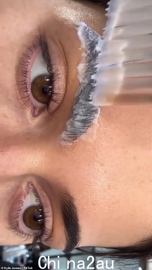 变金发:在周日分享的一段 TikTok 视频中,凯莉展示了她将眉毛染成金色的过程,以配合她的铂金假发