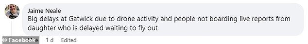 Facebook 上的人很快指出失踪的无人机可能是机场关闭的原因