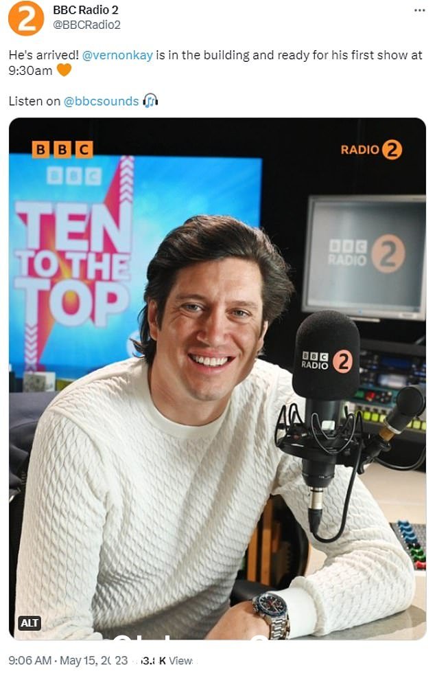 Vernon Kay 在工作日上午 9 点半开始的 Radio 2 首秀