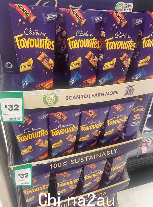 本月早些时候，Woolworths 开始以高达 32 美元的价格出售一盒 Cadbury Favorites