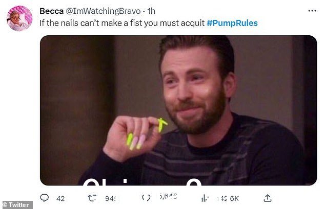 Scheana 粉丝:'如果钉子不能握拳,你必须宣告无罪',另一个模因读到,引用了 Raquel 声称 Scheana 打了她一拳
