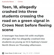 悉尼少年肇事逃逸，3名学生被撞后被送往医院！中国妈妈心疼...（组图）