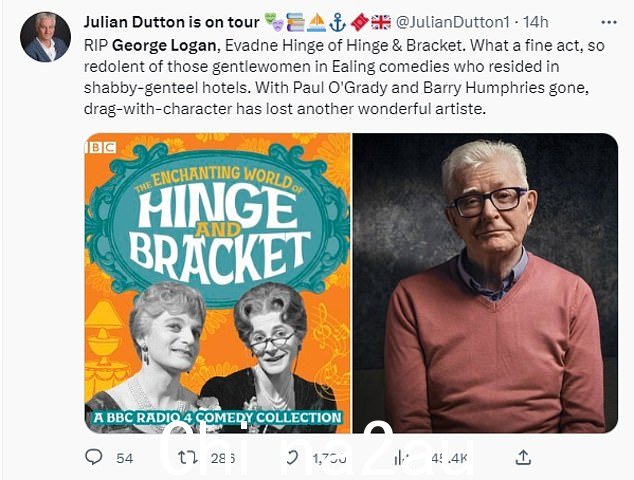 喜剧作家 Julian Dutton 说'drag-with-character 失去了另一位出色的艺术家'