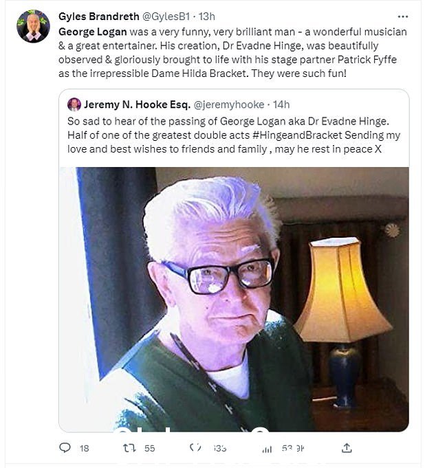 广播员和前政客 Gyles Brandreth 将 George Logan 描述为“出色的音乐家”和“伟大的艺人”