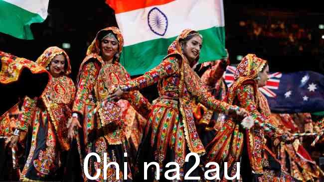 代表印度文化的令人难以置信的表演为莫迪总理的亮相拉开了序幕。图片：NCA NewsWire / David Swift