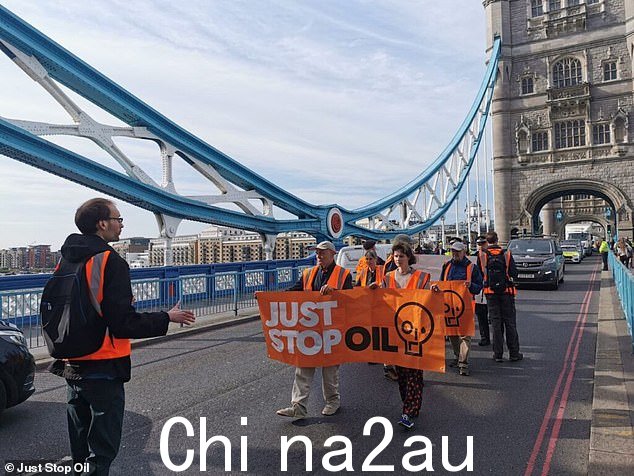 抗议者还在伦敦塔桥上演了一场‘慢行军’,引发了与驾车者的愤怒冲突