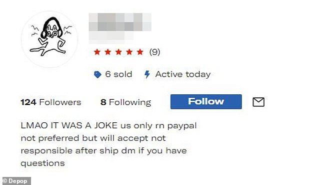 Phew!在列表被删除后,用户在他们的个人资料页面上澄清:'LMAO IT WAS a JOKE'