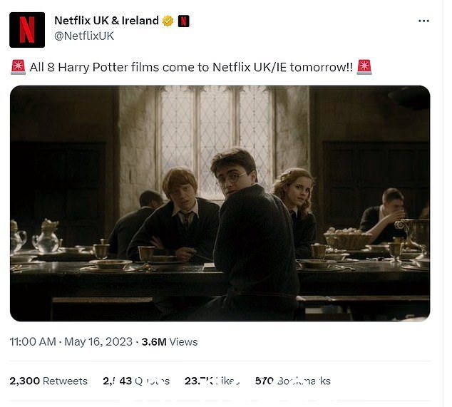 哈利波特的所有八部改编电影都在 Netflix 收视率前十的榜单中,就在 5 月 17 日它们被添加到流媒体平台几天后