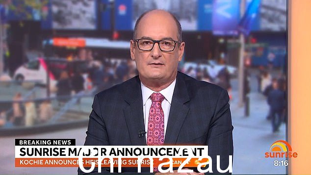 Sunrise 主持人 David Koch,67 岁(如图)在 20 年后“突然”泪流满面地离开第七频道的早餐节目,这让观众感到震惊
