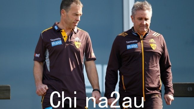 前 Hawthorn 教练 Alastair Clarkson， Hawthorn 和 Chris Fagan 是指控的焦点，还有前球员 Jason Burt。图片：Michael Willson/AFL Media