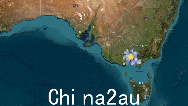 周二下午5点刚过,一场新的余震袭击了墨尔本东部的克罗伊登。图片:澳大利亚地球科学。