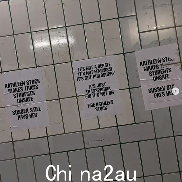 本月早些时候,张贴在从 Falmer 车站到大学校园的隧道里的海报说她‘让跨性别学生不安全’和‘我们不会每年为跨性别恐惧症支付 9,250 英镑’