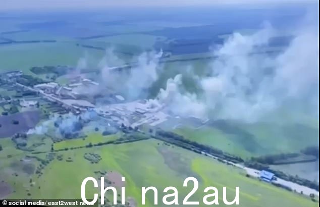 5 月 21 日乌克兰据称使用无人机发动袭击后,俄罗斯别尔哥罗德地区升起浓烟